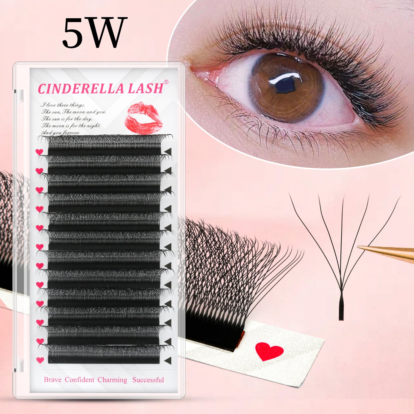 12 Rows 5D W Shape Eyelash Extension 0.07mm Premade Volume Fan Faux Mink Natural Lash Automatic Flowering Soft Light Individual Full Dense