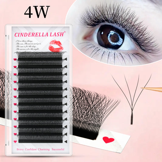 Double Tips 4D W Shape Lash Extension Natural Soft Light Hand Woven Fans Automatic Flower False Eyelashes For Women Makeup Fluffy Volume
