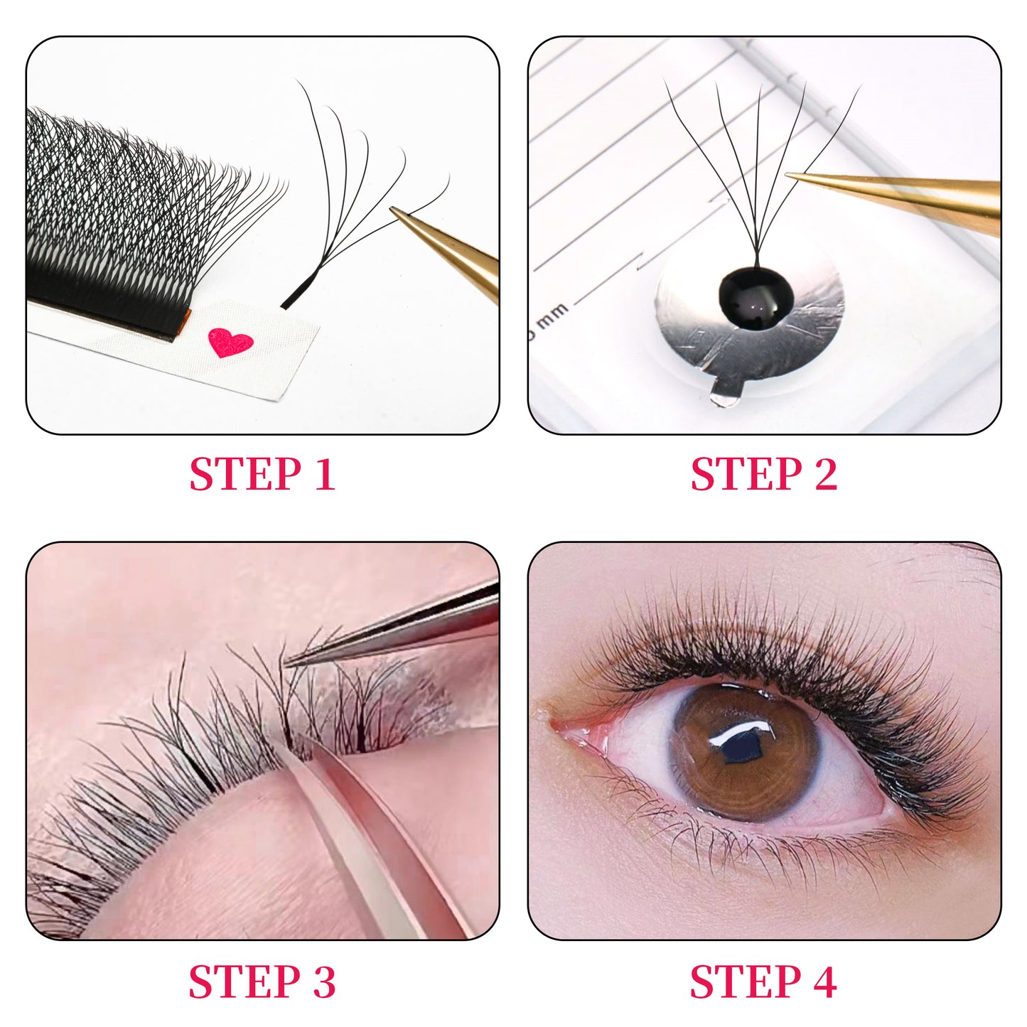 12 Rows 5D W Shape Eyelash Extension 0.07mm Premade Volume Fan Faux Mink Natural Lash Automatic Flowering Soft Light Individual Full Dense