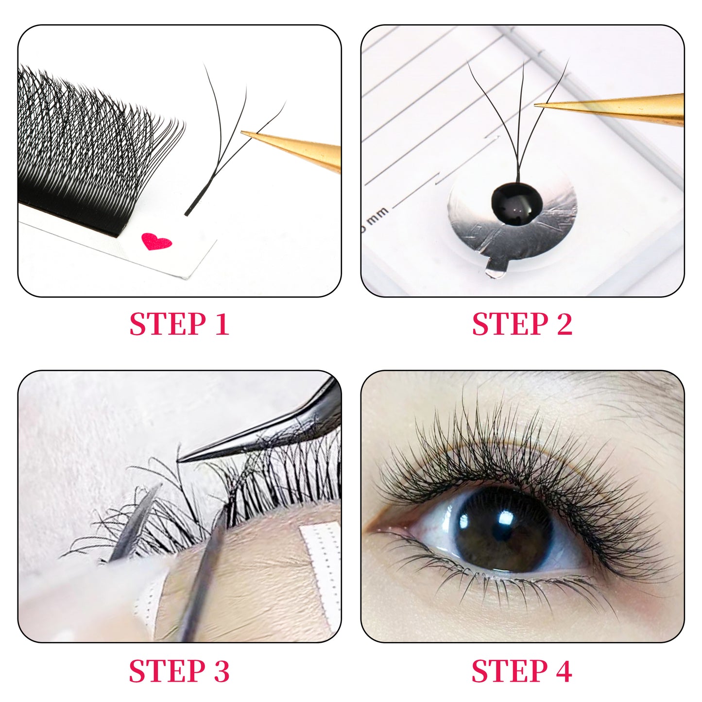 3D W Shape Eyelash Extension Premade Blooming Hand Woven Fans Volume Wispy Faux Mink Fluffy Lash Soft Light Natural Looking