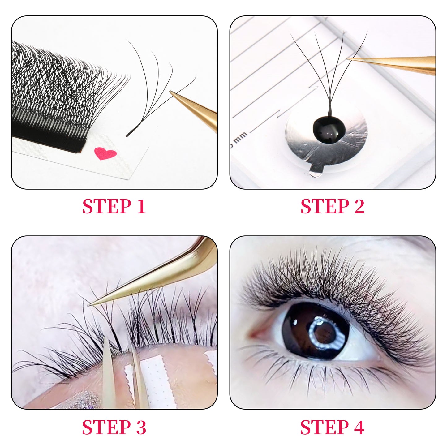 Double Tips 4D W Shape Lash Extension Natural Soft Light Hand Woven Fans Automatic Flower False Eyelashes For Women Makeup Fluffy Volume